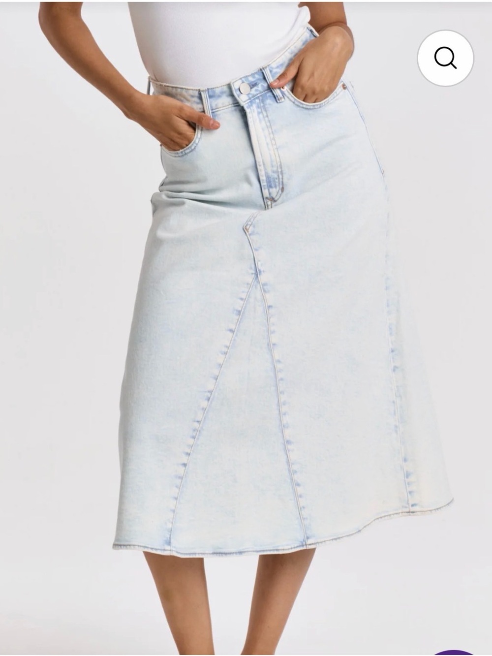 Light Wash Denim Midi Skirt
